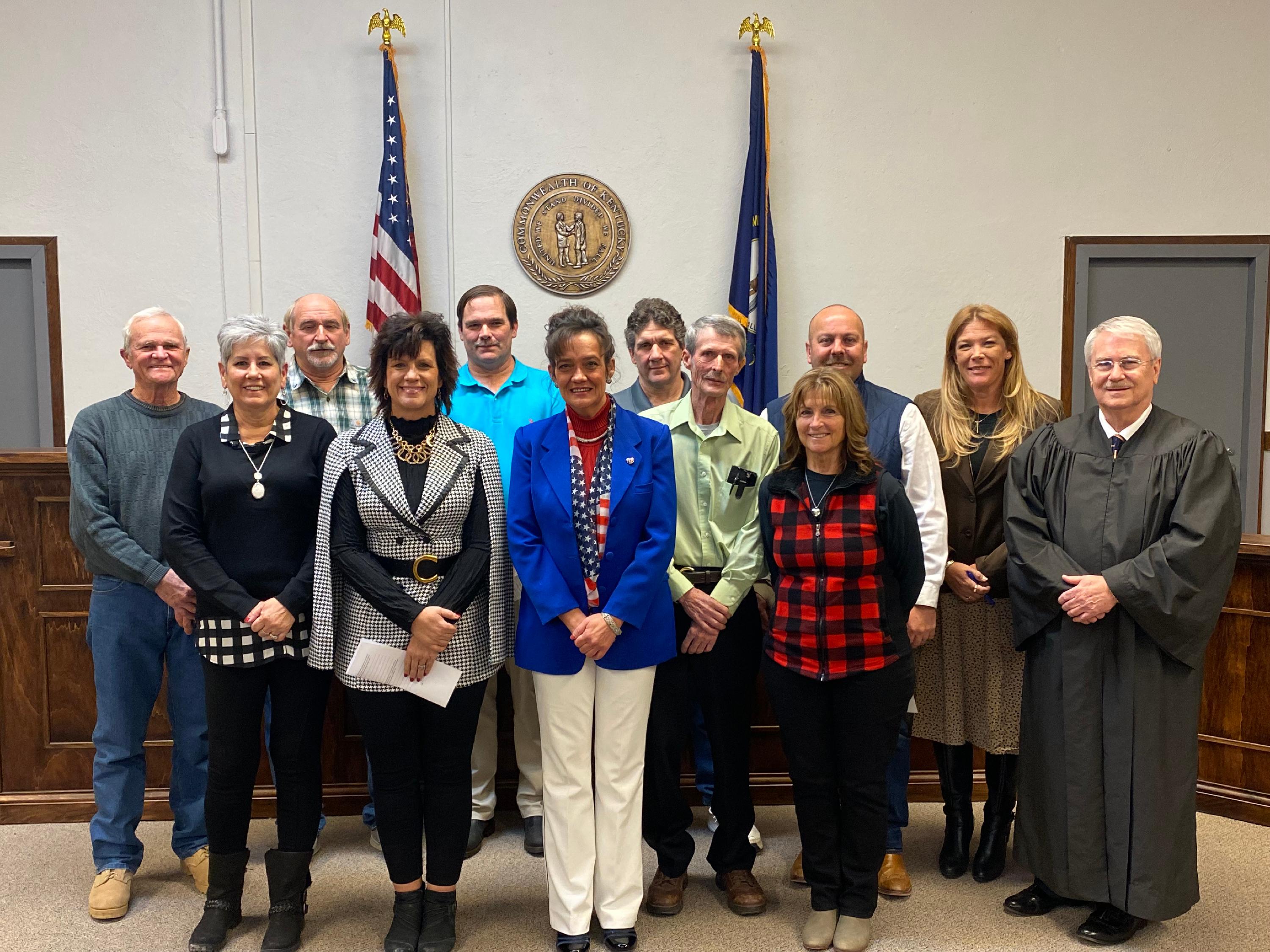 County officials in courtroom